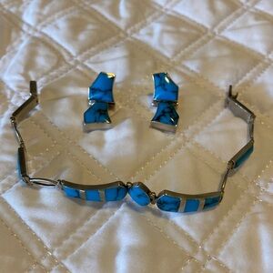 Turquoise bracelet and earring set